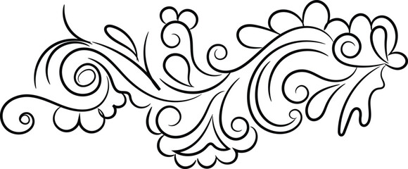 Elegant Black and White Floral Design Element for Invitations and Decorations