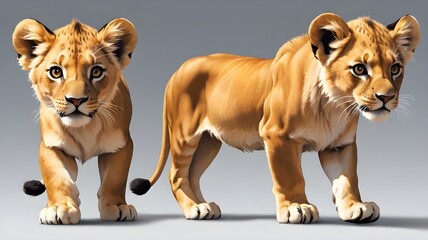 Obraz premium two lion cubs playing