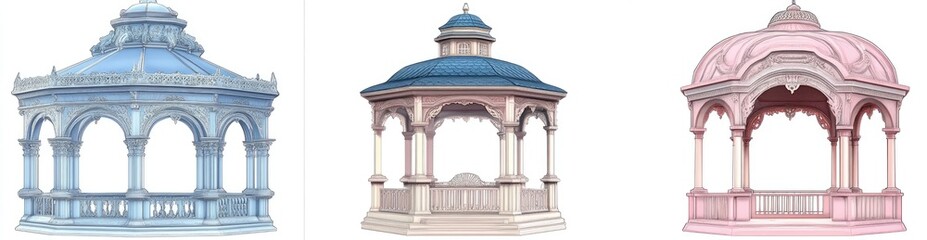 Fototapeta premium Decorative Gazebos in Pastel Hues