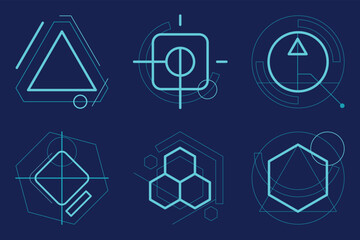 Futuristic Data HUD Interface Elements Vector illustration Set