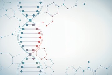 Obraz premium Abstract DNA helix structure with chemical bonds, concept for science background, medical research, genetic engineering, and biotechnology presentations