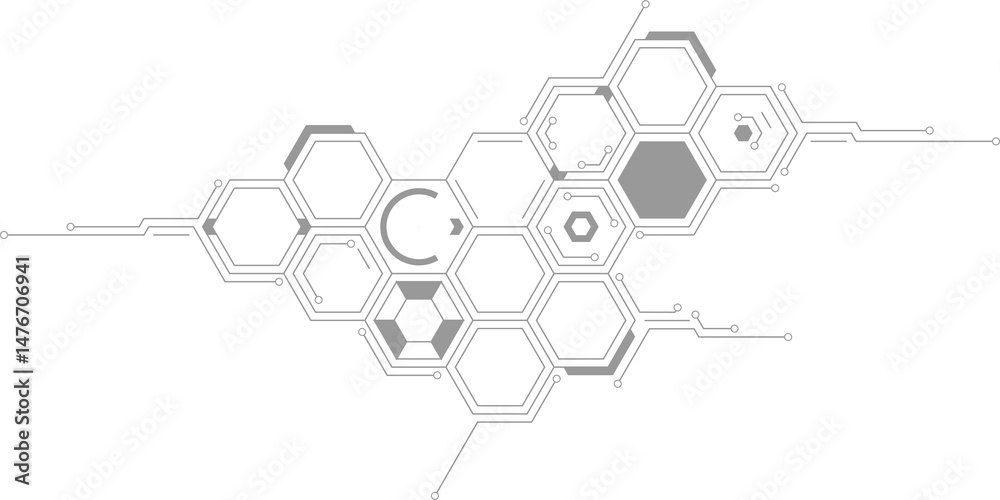 Aufkleber abstract hexagonal network design with interconnected lines and nodes. ideal for technology, science