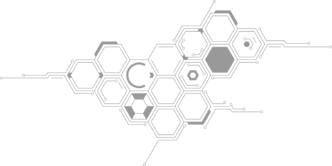 Abstract hexagonal network design with interconnected lines and nodes. Ideal for technology, science, and futuristic themes