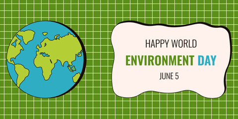 Environment day banner. Vector illustration of world Environment day with globe and typography. EPS 10