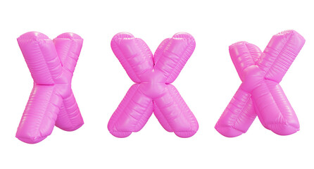 pink alphabet X balloon 3D graphic