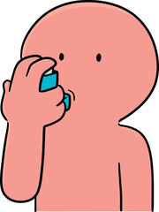 Illustration of man use inhalation medicine
