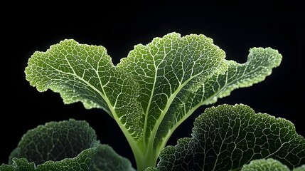 Fresh Savoy Cabbage Macro View Highlighting Details and Textures