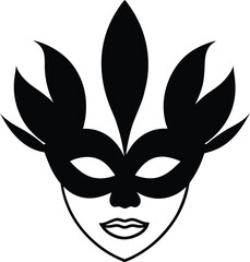 carnival mask with colorful feathers isolated silh, carnival mask with colorful feathers isolated silhouette