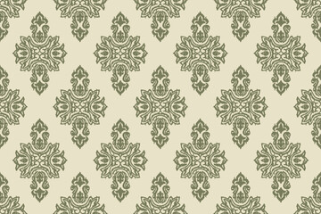 Ikat floral paisley embroidery seamless pattern on background. Ikat ethnic flower oriental pattern traditional. Aztec style abstract vector illustration. design for ikat floral fashion fabric,clothing