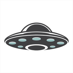 UFO in Monochrome  A Futuristic Flying Saucer Illustration or silhouette vector