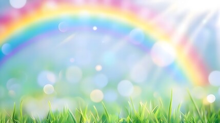 Obraz premium Utopian Paradise with Lush Green Fields and Fluffy White Clouds