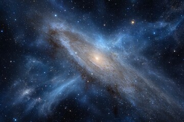Fototapeta premium Cosmic Spiral Galaxy: A Serene Celestial Artwork