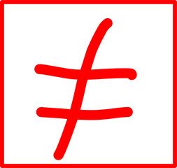 Fototapeta premium hand drawn math symbols not equal to, red math symbols in doodle style