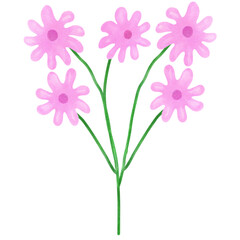 Watercolor Pink Daisy Clipart — Hand-painted Flower PNG