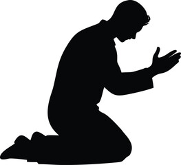 a man praying on god vector silhouette