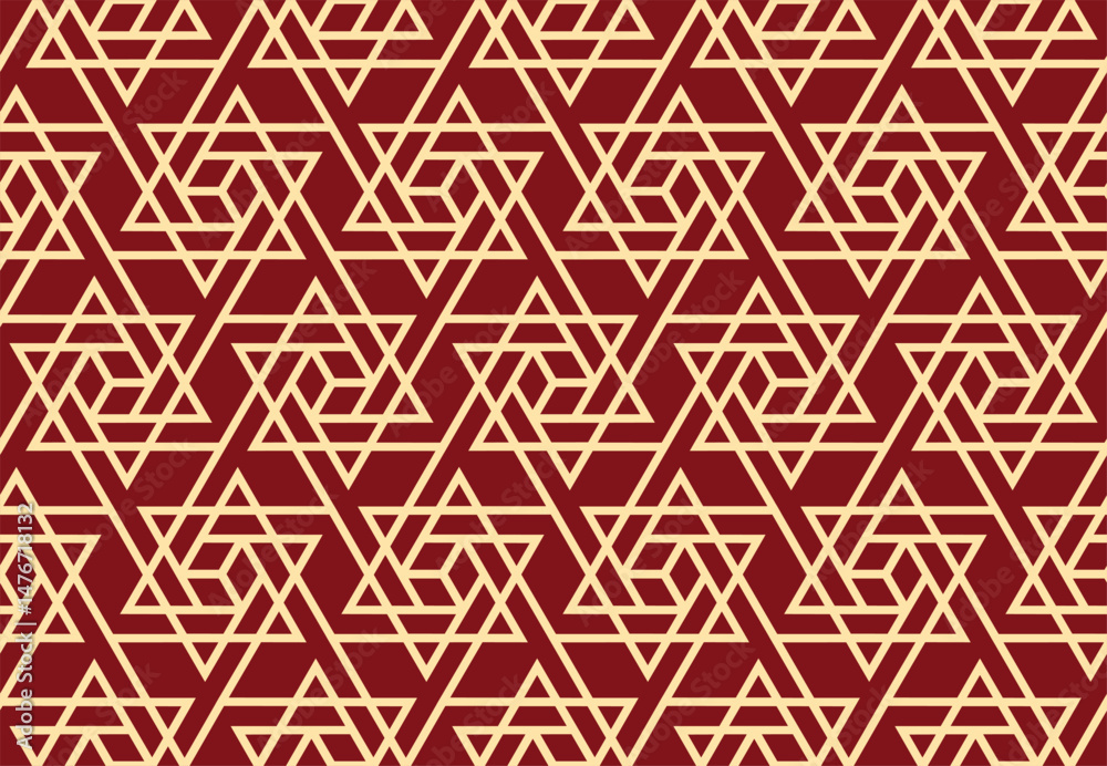 Leinwandbilder Abstract geometric pattern. A seamless vector background. Golden and red ornament. Graphic modern pattern. Simple lattice graphic design