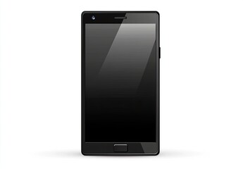 Black smartphone with a large, blank screen.  Modern, sleek design with a rectangular form factor.  Glossy black finish