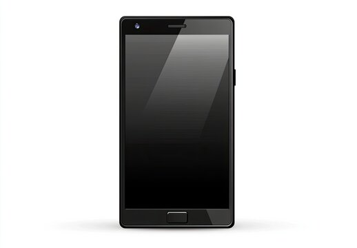 Black smartphone with a large, blank screen.  Modern, sleek design with a rectangular form factor.  Glossy black finish