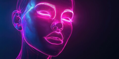 Naklejka premium Detailed rendering of facial expression neon slider