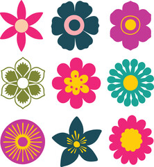 Flower element collection. Flower icon set. Set of floral elements. Decorative floral design elements