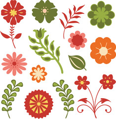 Flower element collection. Flower icon set. Set of floral elements. Decorative floral design elements