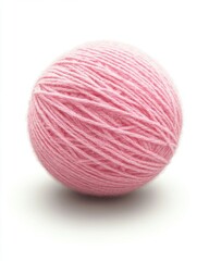 Pink yarn ball close up studio shot on white background for knitting crocheting sewing arts and crafts hobby projects