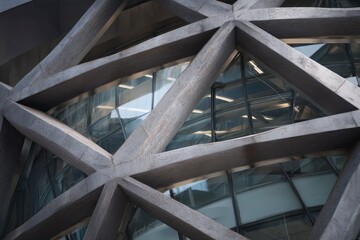 Geometric Concrete Structure: Intersecting Beams and Glass Panels