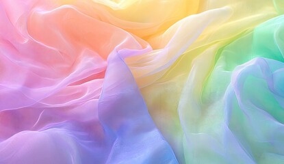 Soft, flowing fabric in pastel rainbow colors.  Delicate, translucent folds