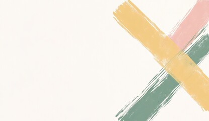 Abstract paint strokes in pastel colors cross on white background.  Soft and gentle brush strokes create a simple, artistic design