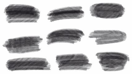 Black Ink Brush Stroke – Isolated on White Background. A bold black brush stroke with rough texture, isolated on a white background.