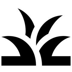 A simple black grass icon on a dark gray background, representing lawn or garden area. Ideal for signs related to greenery, parks, landscaping, or environmental awareness.