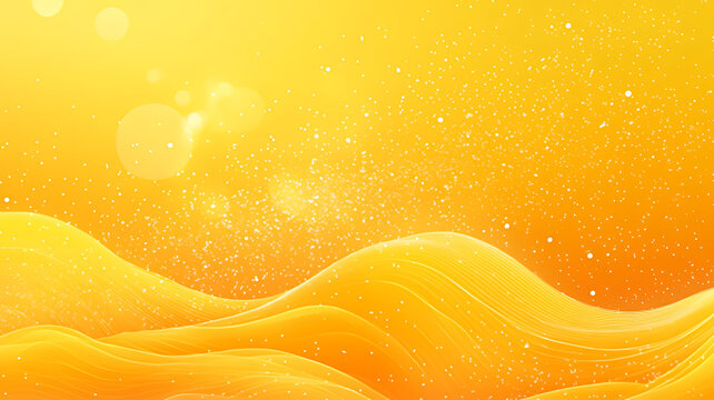Abstract Golden Waves Background with Sparkling Particles