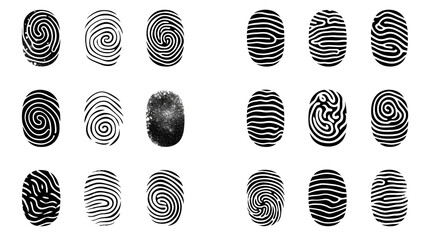 Professional Fingerprint Icon Set: Unique Finger Stamp Silhouette for Security Applications