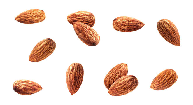 almonds on white background
