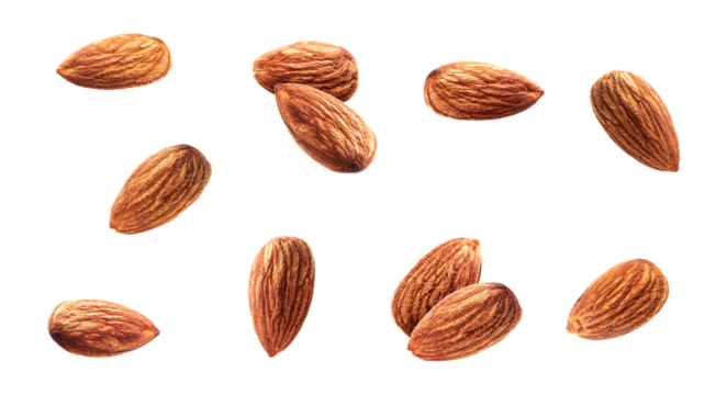 almonds on white background