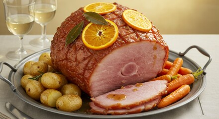 Ham with Oranges and Carrots