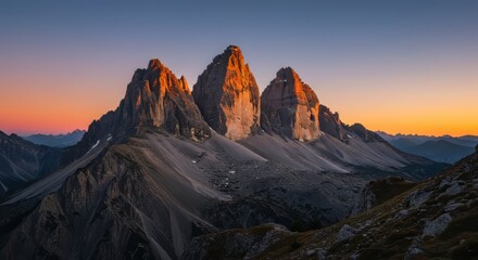 Majestic Mountain Peaks Glowing at Sunrise Scenery