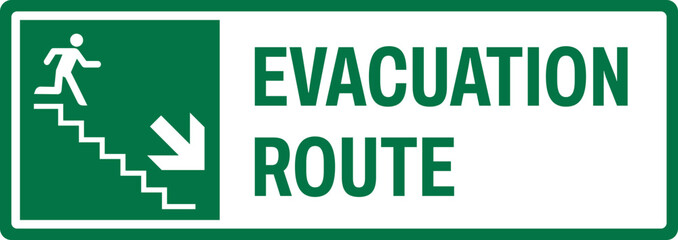emergency and first aid safety signs v2 uppercase text_evacuation route_landscape size 1/2 a4,a3,a2,a1 	
