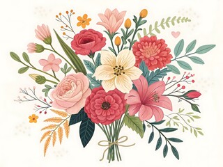 Elegant floral bouquet featuring an array of beautiful blossoms and greenery