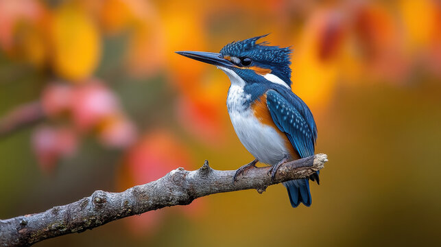 Colorful kingfisher bird on branch
