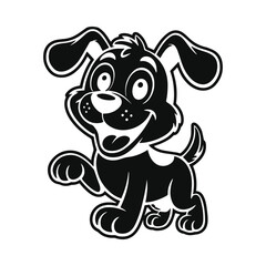 3D Cartoon Puppy – Cute Black & White Render with Bold Lines