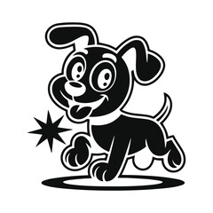 Playful Cartoon Puppy Mascot – Black & White Vector Graphic