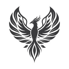 Majestic Phoenix Silhouette – Abstract Black & White Digital Art