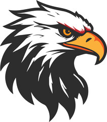 Head of an eagle or hawk with a large sharp beak and a beautiful eye, eagle with a colored beak and an eye with an aggressive look vector.