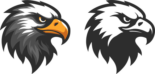  Two aggressive eagle head logos, eagle icon looking left.