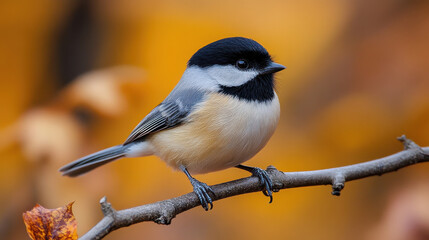 Tiny bird perched on icy twig