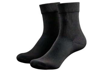 A pair of black socks isolated on transparent or white background