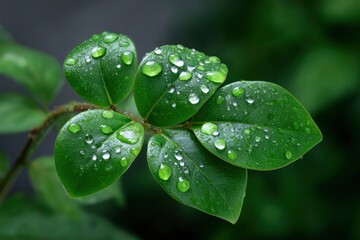 Dew-Kissed Green Leaves: A Serene Nature Photograph