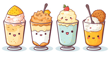 Delicious food art featuring cute fried egg, bread, jam, and ice cream scoops
