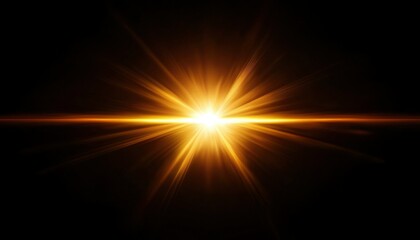Radiant light burst on black background